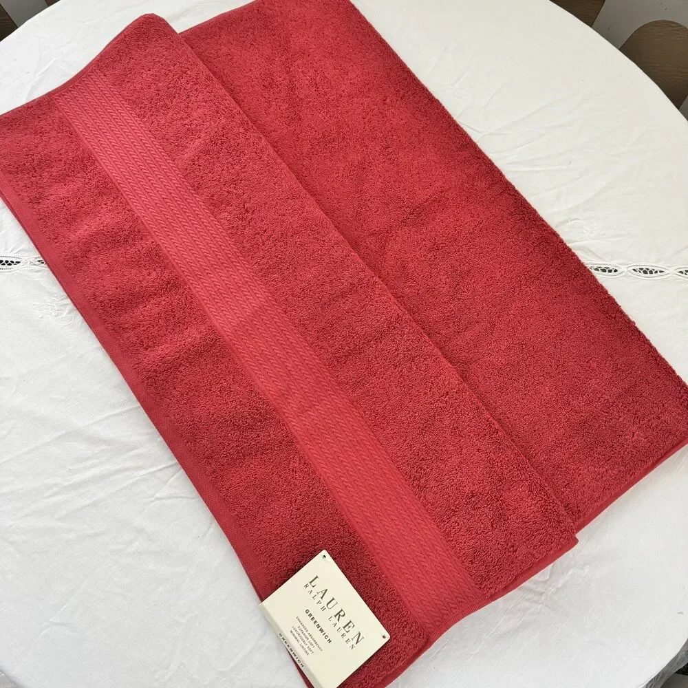 Lauren Ralph Lauren Greenwich Luxury Cotton Towel Set Cranberry 2pc New